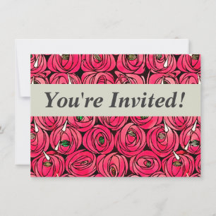 Rose Art Nouveau Rennie Macintosh Grafik Einladung