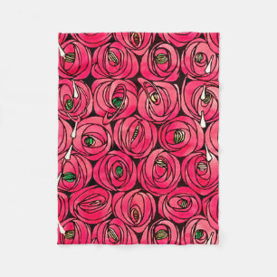Rose Art Nouveau Rennie Macintosh Grafik Fleecedecke