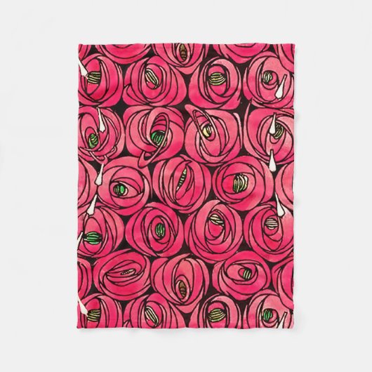 Rose Art Nouveau Rennie Macintosh Grafik Fleecedecke (Vorderseite)