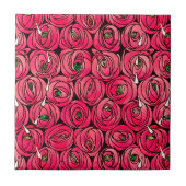 Rose Art Nouveau Rennie Macintosh Grafik Fliese (Vorderseite)