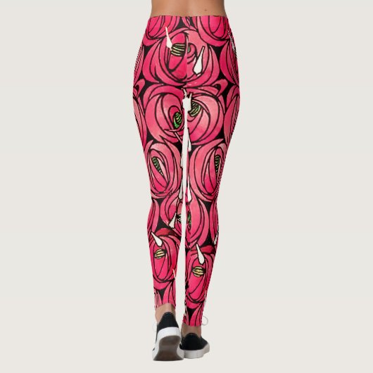 Rose Art Nouveau Rennie Macintosh Grafik Leggings (Rückseite)