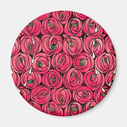 Rose Art Nouveau Rennie Macintosh Grafik Magnet (Vorne)