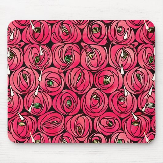 Rose Art Nouveau Rennie Macintosh Grafik Mousepad (Vorne)