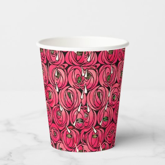 Rose Art Nouveau Rennie Macintosh Grafik Pappbecher (Rückseite)