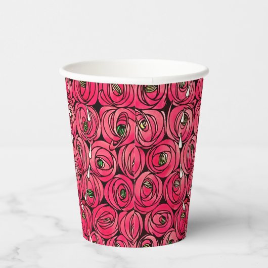 Rose Art Nouveau Rennie Macintosh Grafik Pappbecher (Rechts)
