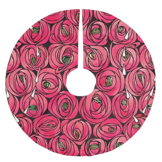 Rose Art Nouveau Rennie Macintosh Grafik Polyester Weihnachtsbaumdecke (Vorderseite)