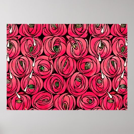 Rose Art Nouveau Rennie Macintosh Grafik Poster (Vorne)