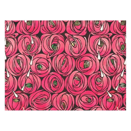 Rose Art Nouveau Rennie Macintosh Grafik Tischdecke (Vorderseite (Horizontal))