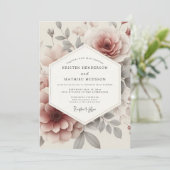 Rose Ash Etherische Blütenhochzeit Einladung (Stehend Vorderseite)