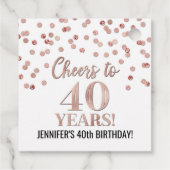 Rose auf 40 Jahre Gold Confetti Geschenkanhänger (Rückseite)