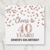 Rose auf 40 Jahre Gold Confetti Geschenkanhänger (Vorderseite)