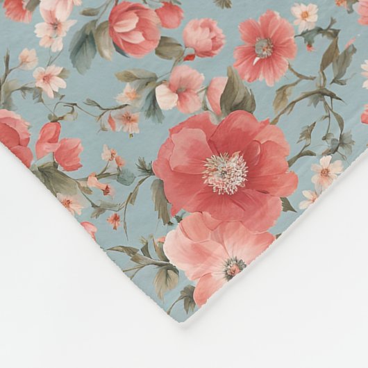 Rose auf blauer englischer Hütte Fleecedecke (Ecke)