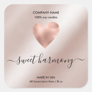 Rose auf dem Etikett der Kerze Goldkleber Quadratischer Aufkleber