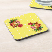 Rose auf dem Gelben Kork-Untersetzer Untersetzer (Linke Seite)