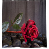 Rose auf den Felsen Duschvorhang (Vorderseite)