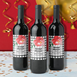 Rose auf den Weinetiketten "Black & White Karo" Weinetikett