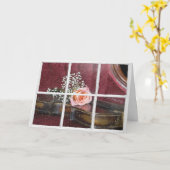 Rose auf Geige im Fenster mit Regen Karte (Gelbe Blume)