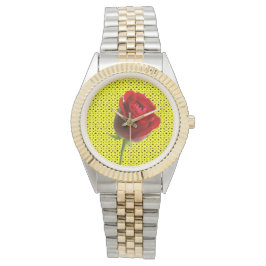 Rose auf Gelb Armbanduhr
