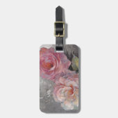 Rose auf Grau Gepäckanhänger (Vorderseite vertikal)
