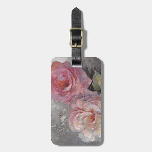 Rose auf Grau Gepäckanhänger (Vorderseite vertikal)