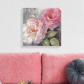 Rose auf Grau Leinwanddruck (Insitu (Wohnzimmer))