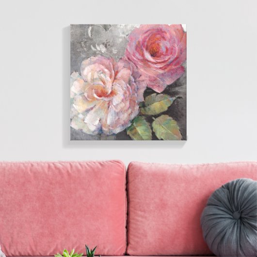 Rose auf Grau Leinwanddruck (Insitu (Wohnzimmer))