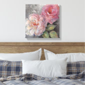 Rose auf Grau Leinwanddruck (Insitu (Schlafzimmer))