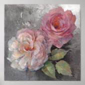 Rose auf Grau Poster (Vorne)