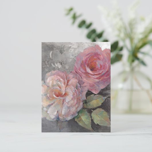 Rose auf Grau Postkarte (Stehend Vorderseite)