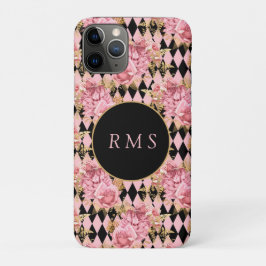 Rose auf Harlequin Monogram Case-Mate iPhone Hülle