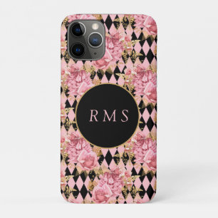 Rose auf Harlequin Monogram Case-Mate iPhone Hülle
