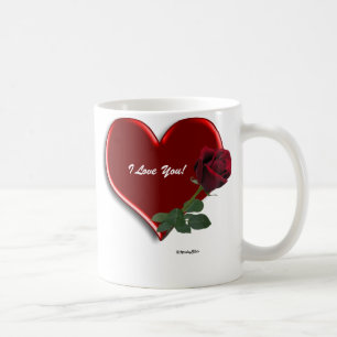 Rose auf Herzenvalentine-Tasse Kaffeetasse
