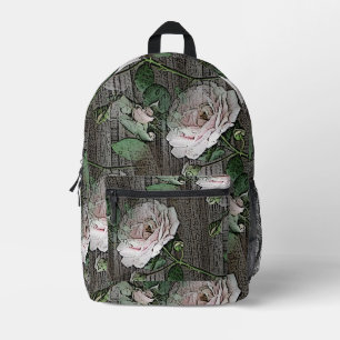 Rose auf Holz Bedruckter Rucksack