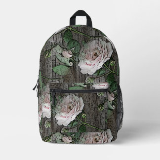Rose auf Holz Bedruckter Rucksack