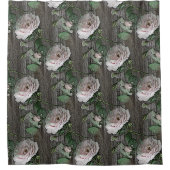 Rose auf Holz Duschvorhang (Vorderseite)