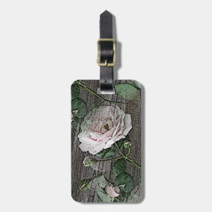 Rose auf Holz Gepäckanhänger