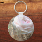 Rose auf Holz Schlüsselanhänger (Vorderseite)