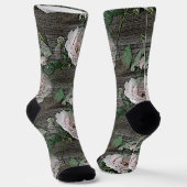 Rose auf Holz Socken (Gewinkelt)