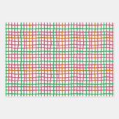 Rose auf Kariertem Muster - rosa Geschenkpapier Set (Vorderseite 3)