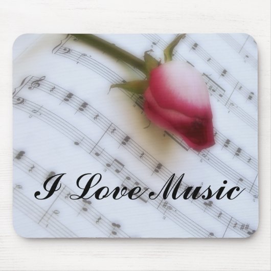 Rose auf Musik-Blatt Mousepad (Vorne)