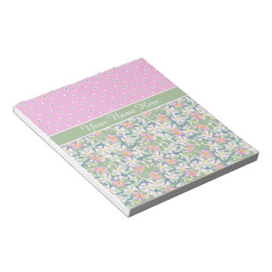 Rose auf Navy Blue und Polka Dots auf Pink Notizblock