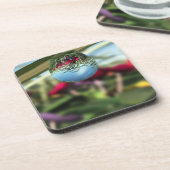 Rose auf Raindrops Cork Untersetzer (Linke Seite)