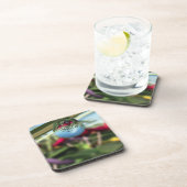 Rose auf Raindrops Cork Untersetzer (Rechte Seite)