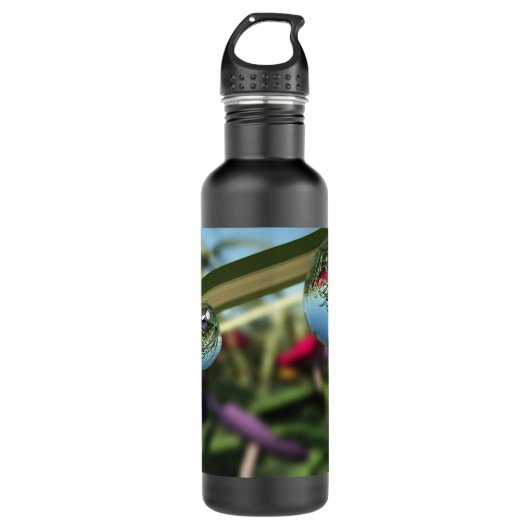 Rose auf Raindrops Edelstahlflasche (Vorderseite)