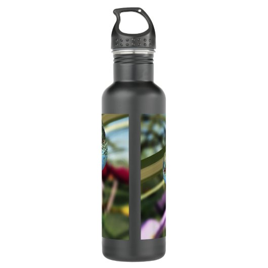 Rose auf Raindrops Edelstahlflasche (Rückseite)