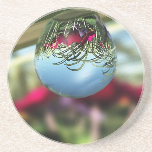 Rose auf Raindrops-Untersetzer Getränkeuntersetzer (Vorne)