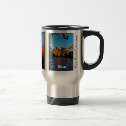 Rose auf roter Felsen-Überfahrt-Tasse Reisebecher (Rechts)