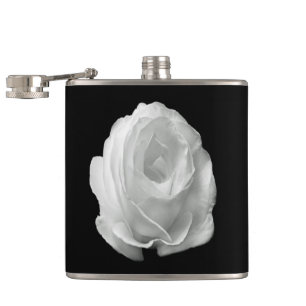 Rose auf schwarzem Hintergrund Flachmann