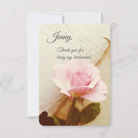 Rose auf Vintagen Buchseiten Karte (Vorderseite)