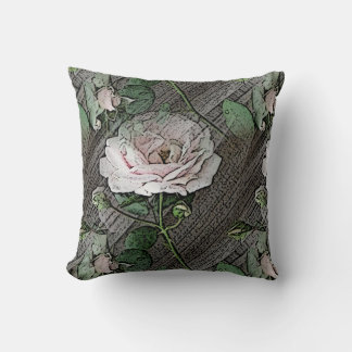 Rose auf Wetterholz Kissen
